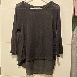 FOREVER 21 Knit 2 layer Blouse black faux open back top shirt business casual S